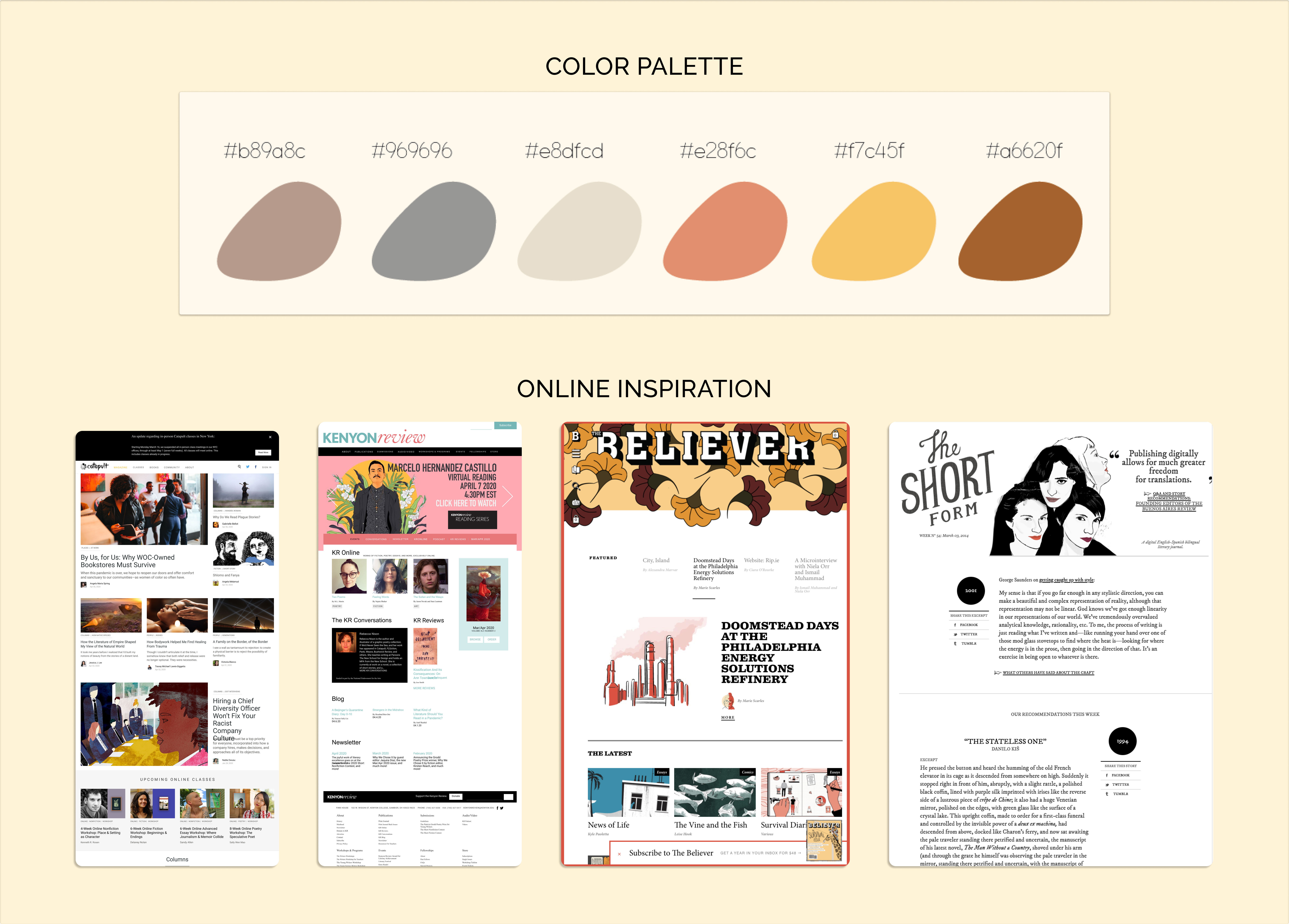 Inspiration and color palette for the BFR website